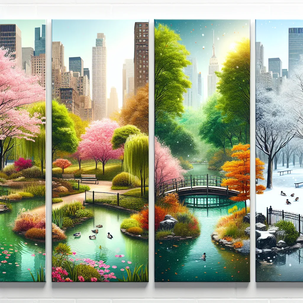 Urban park through seasons