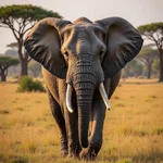 African elephant in its natural savanna habitat