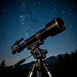 Astrophotography equipment setup under night sky