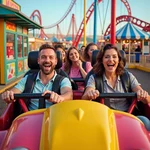 Child-like joy at an amusement park