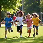 Children playing outdoor games with friends