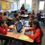 Children Learning Coding in Classroom