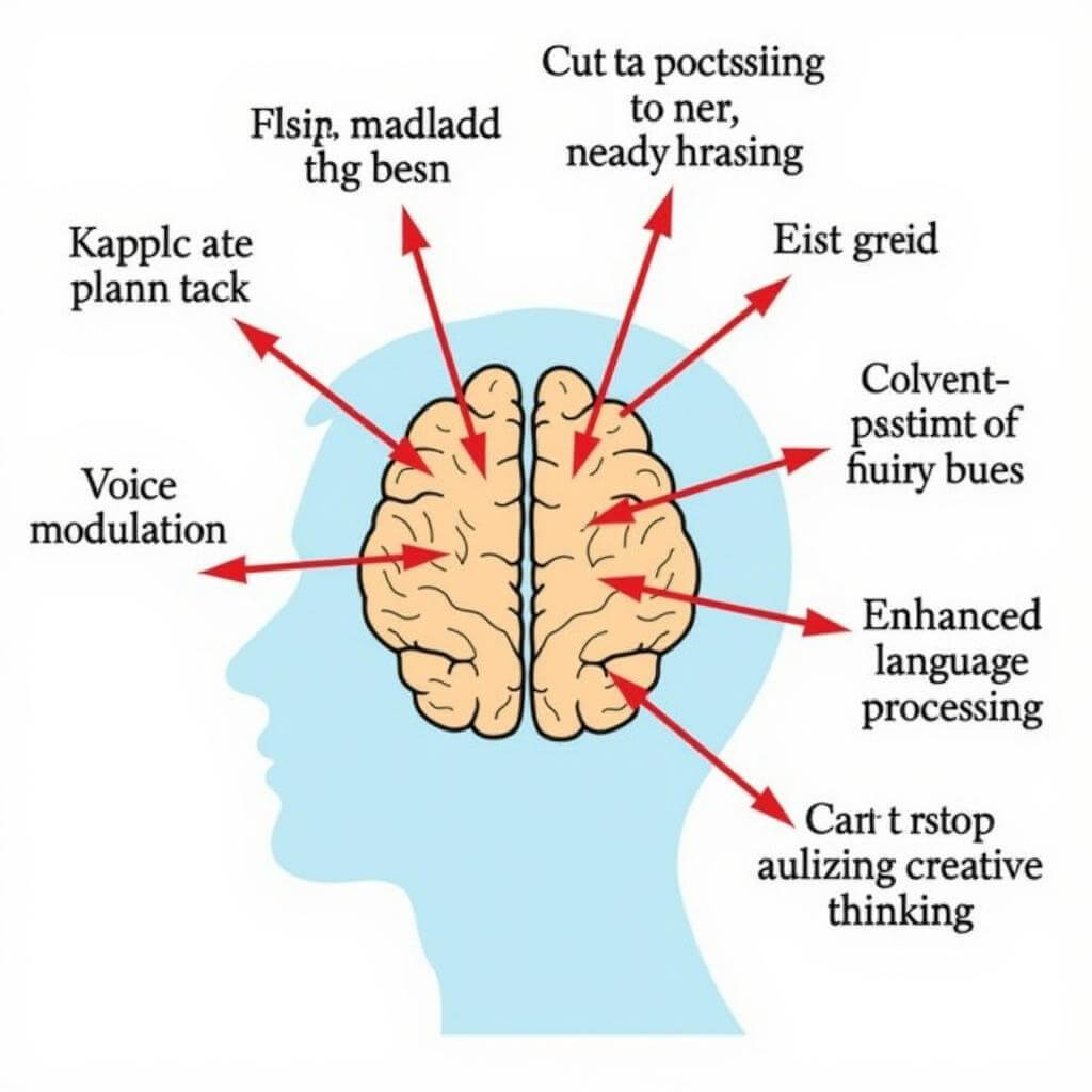 Diagram illustrating cognitive benefits of podcasting in creative writing
