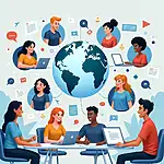 Collaborative storytelling in virtual space illustration