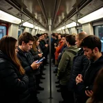 Crowded metro passengers