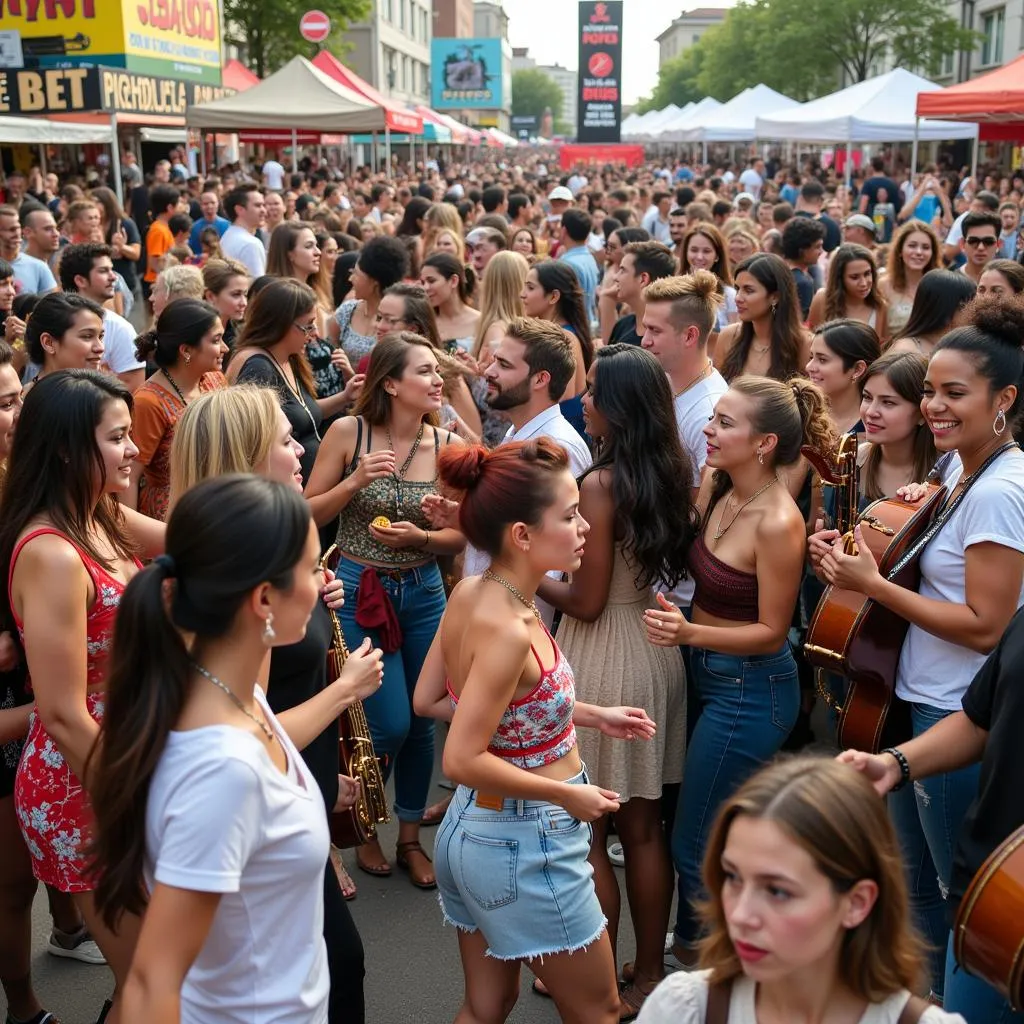 Cultural exchange through music at a festival