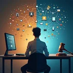 Illustration of cyberbullying laws debate