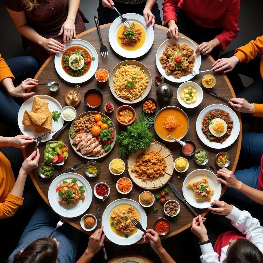 Diverse international cuisine representing cultural exchange