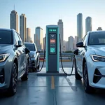 Electric vehicles at a charging station