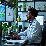 Environmental scientist conducting research in laboratory