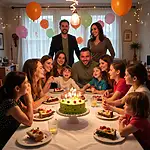 Family celebrating a birthday party