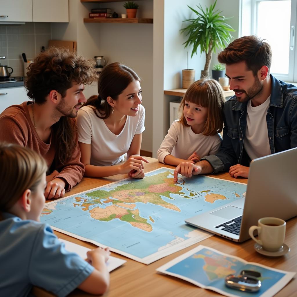 Family planning a vacation together