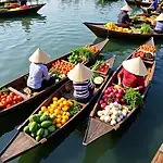 Mekong River floating market in Vietnam