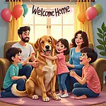 Happy childhood memory with family dog