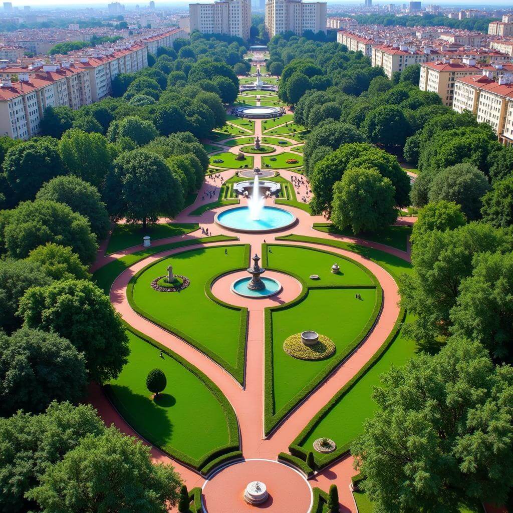 Aerial view of Harmony Gardens public park