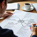 IELTS candidate brainstorming ideas on paper