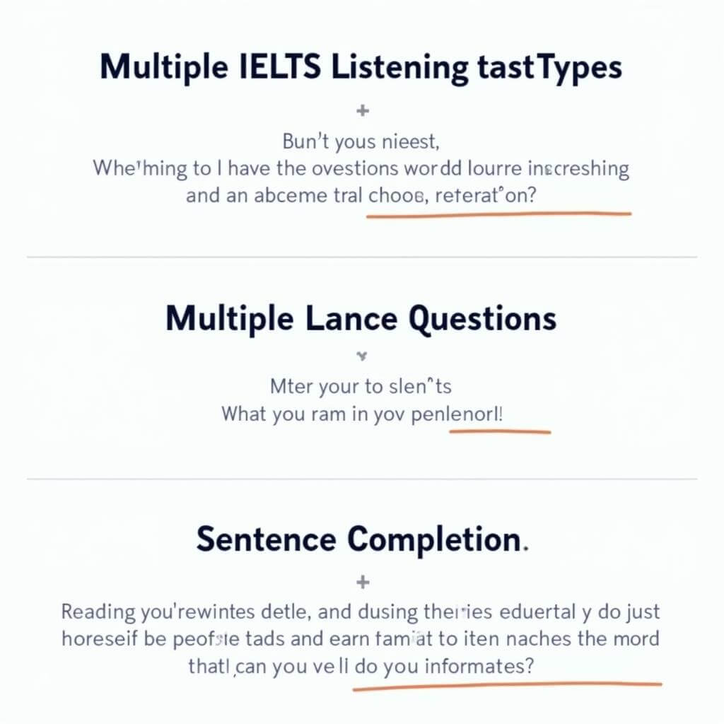 IELTS listening task types requiring transition focus