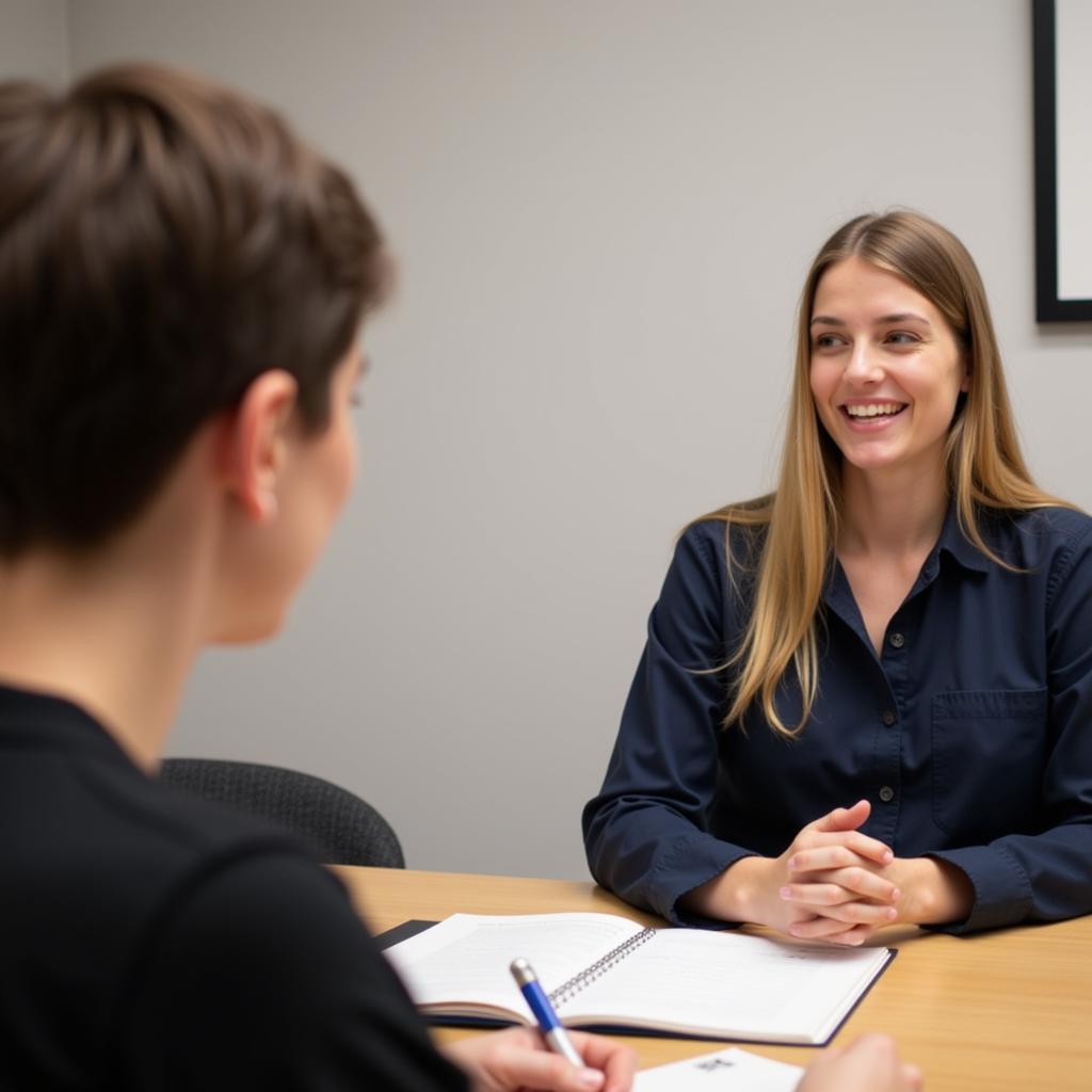 IELTS candidate practicing speaking with an examiner