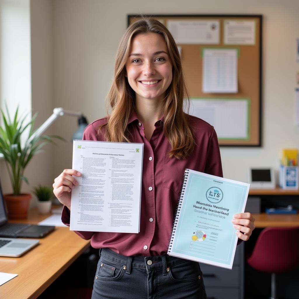 Confident IELTS student after grammar practice