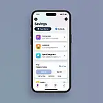 Mobile banking app interface showcasing savings tools
