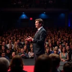 Motivated individual delivering a confident speech