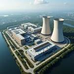 Aerial view of a nuclear power plant