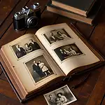 Old photo album showing memories and nostalgia
