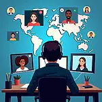 Person using technology for global communication