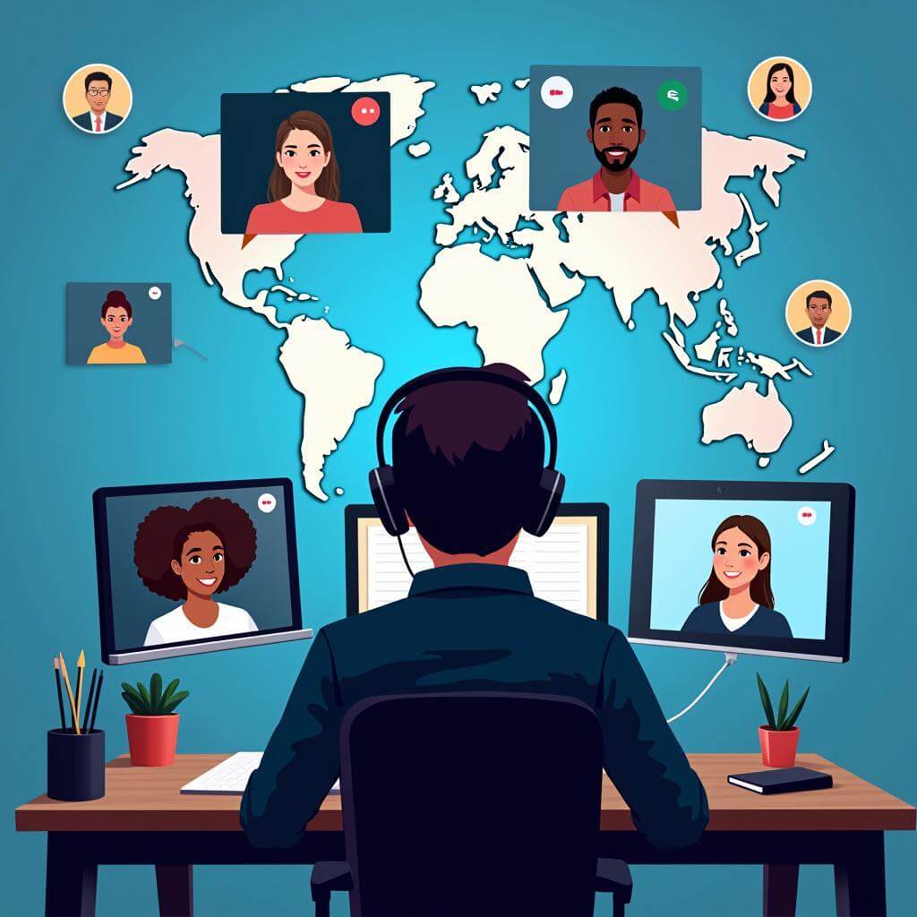 Person using technology for global communication