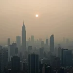 Polluted Beijing skyline covered in smog