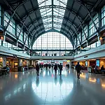 Renovated central railway station with modern design