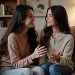 Supportive sister offering advice for IELTS Speaking