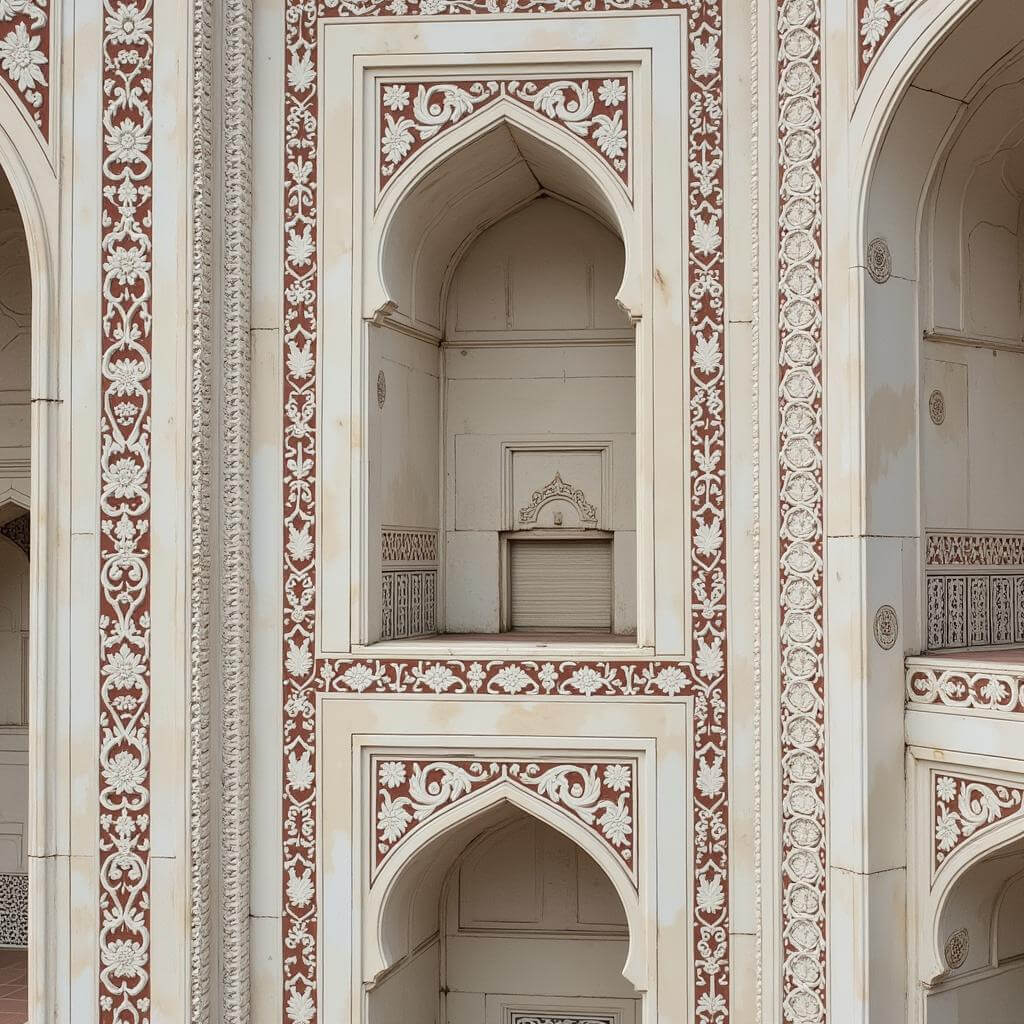 Intricate marble carvings at the Taj Mahal