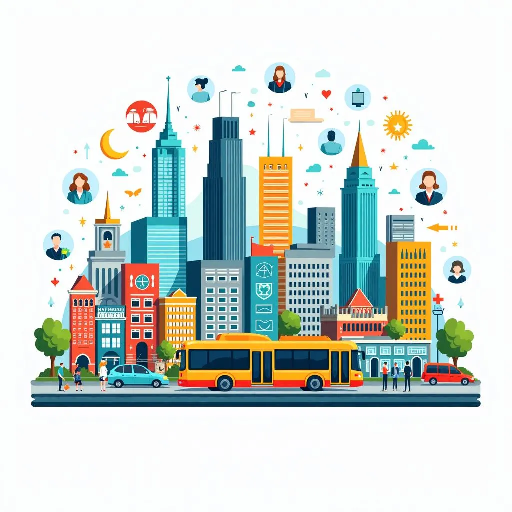 Illustration of urban lifestyle advantages