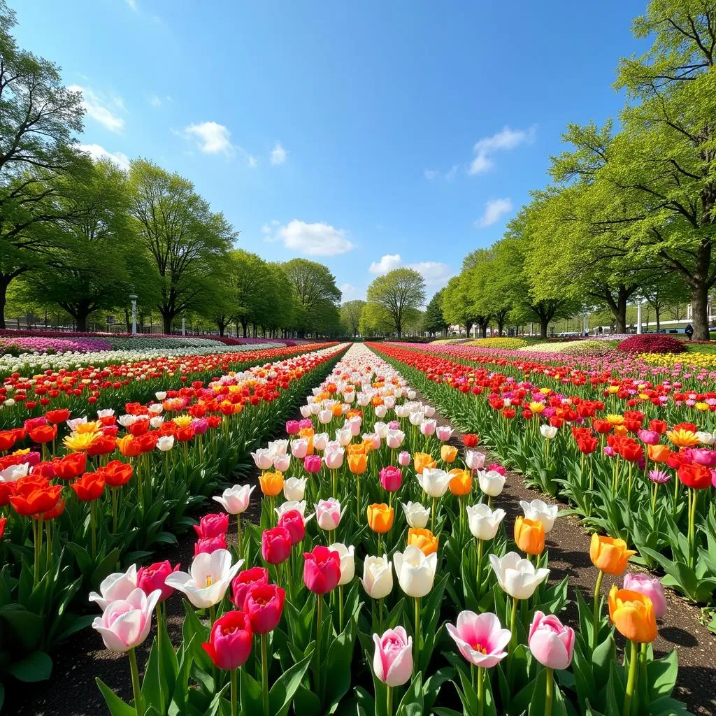 Colorful flower garden in full bloom