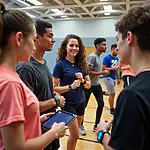 Students using wearable technology in PE class