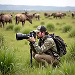 Wildlife photographer in action