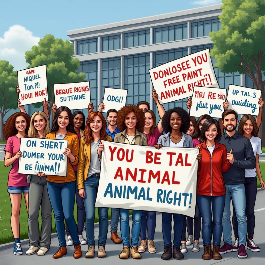 Animal rights activists protesting against animal testing