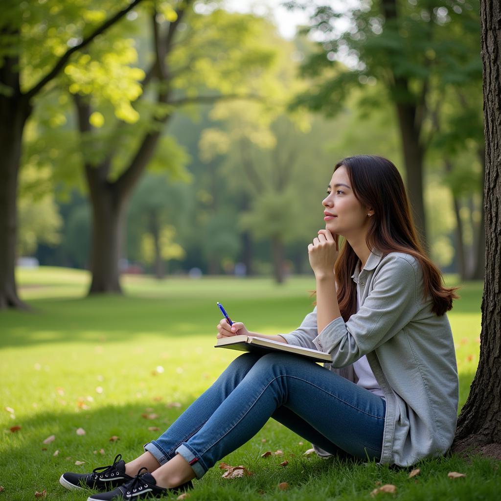 Person reflecting during a waiting period