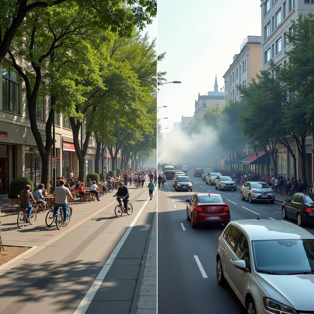 Benefits of car-free zones in urban environments