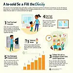 Infographic showing multiple factors contributing to childhood obesity