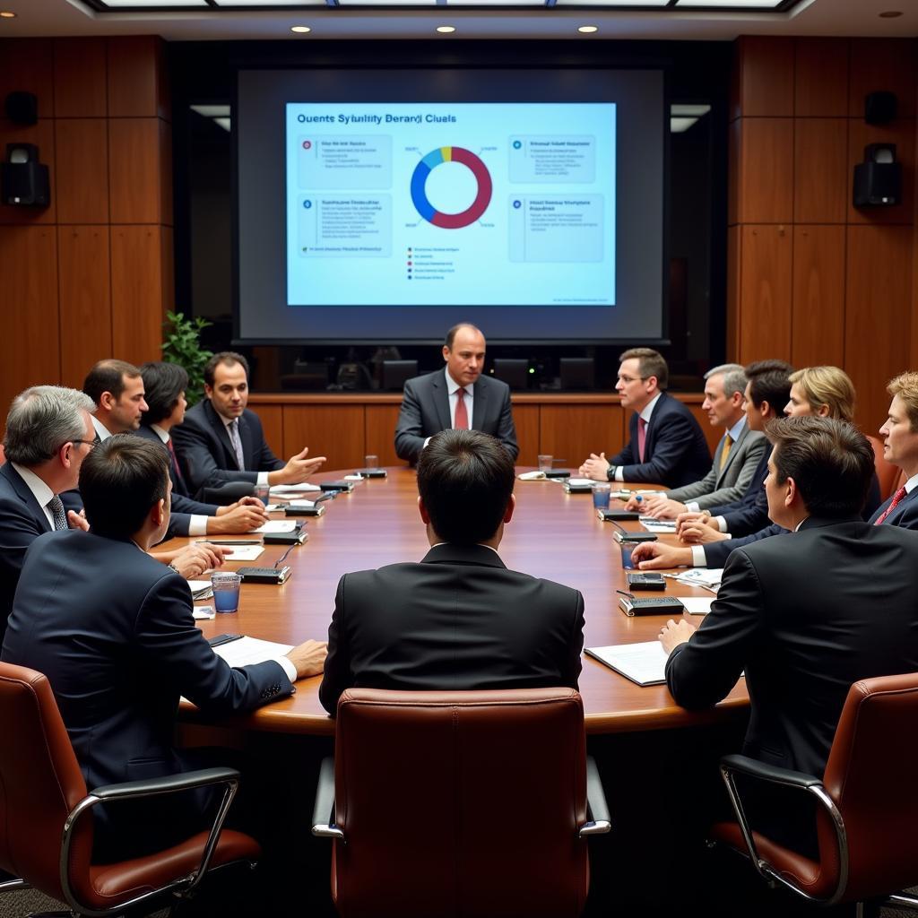 Diverse corporate board discussing diversity quotas