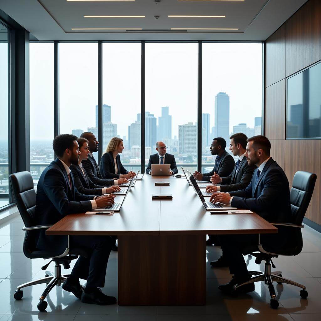 Diverse group of executives in a corporate meeting
