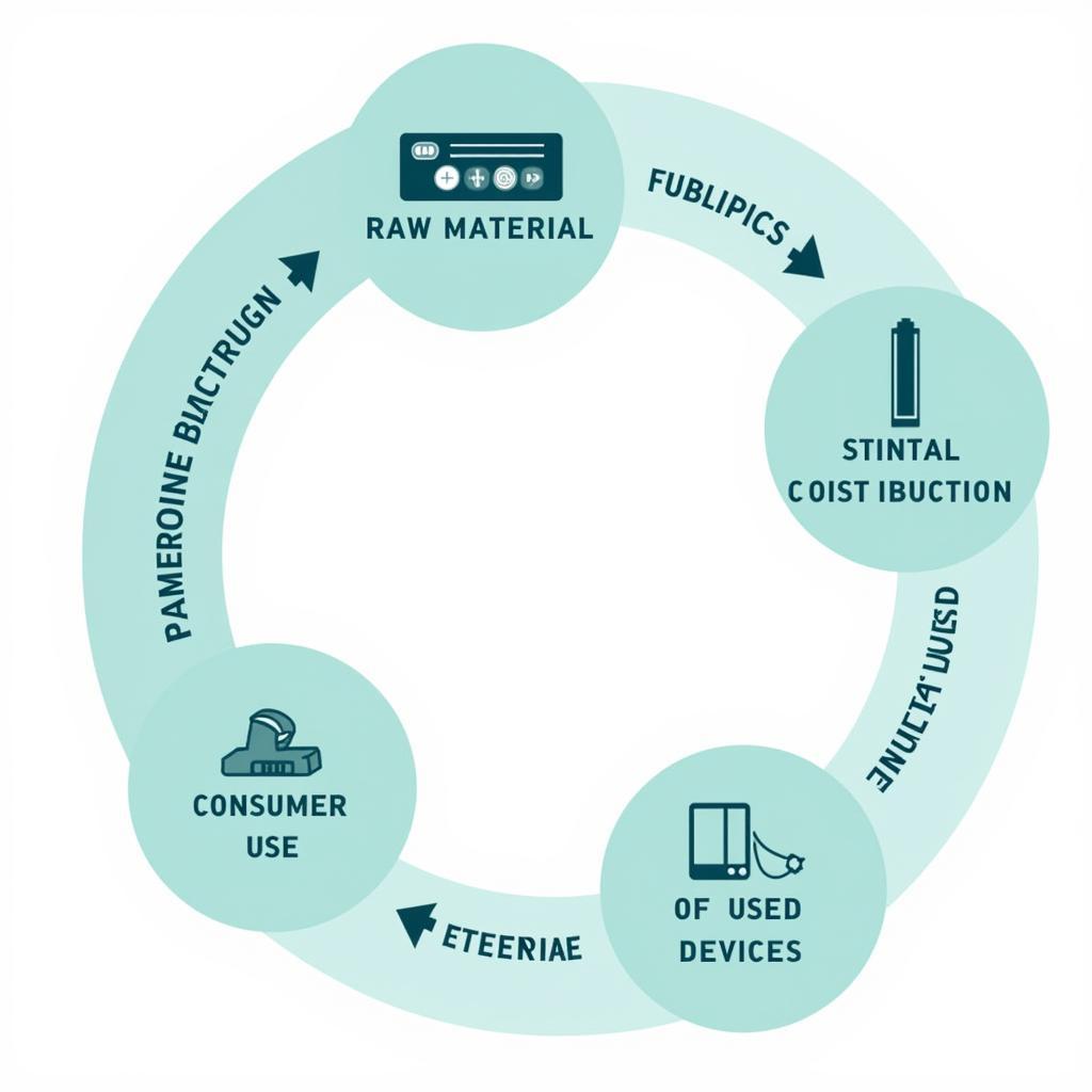 Diagram showing the lifecycle of electronic devices from production to recycling