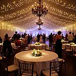Family celebration at a beautifully decorated wedding venue