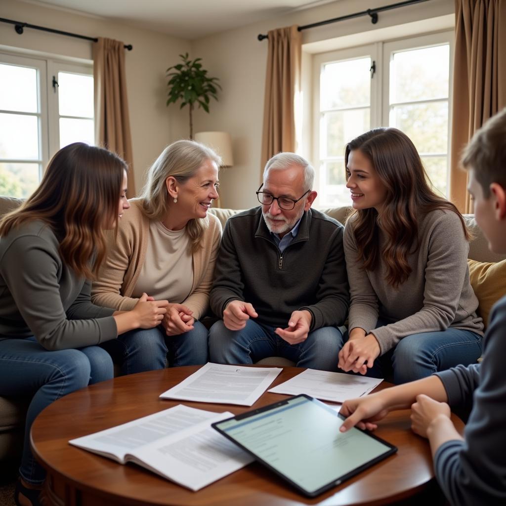 Family discussing inheritance and estate planning