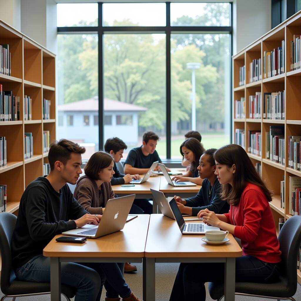 Flexible Learning Schedule: Students Studying in Library