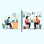 Flexible work hours vs fixed schedules illustration