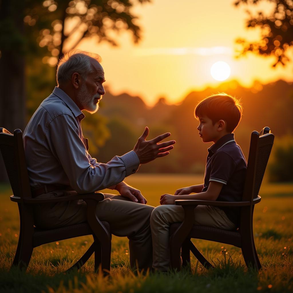 Grandfather sharing war experiences