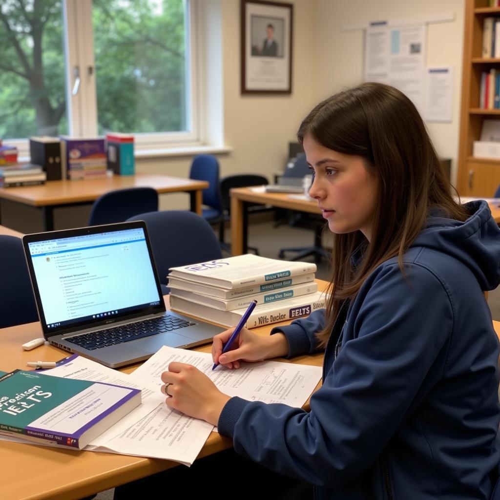 IELTS candidate preparing for speaking test